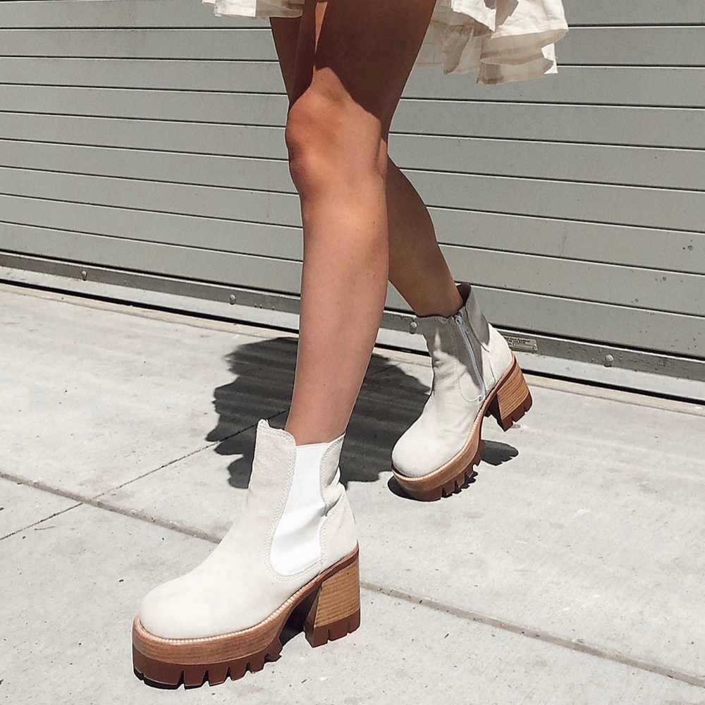 NEW Free People Preston Platform Ankle Boots - Color Bone